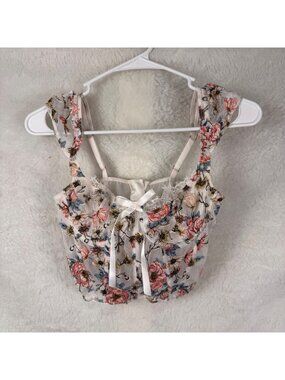 Victoria's Secret 34B Dream Angels sheer floral embroidered corset top sexy